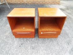 A pair of G-Plan Fresco open bedside cabinets measuring approximately 53 cm x 47 cm x 41 cm.