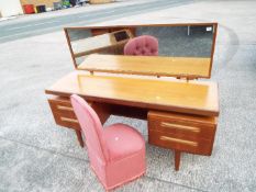 A G-Plan Fresco dressing table with associated chair, approximately 120 cm x 152 cm x 46 cm.