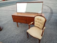 A mirror topped dressing table and chair, approximately 123 cm x 150 cm x 42 cm.