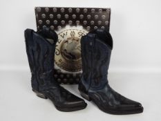 New Rock cowboy boots - a pair of blue leather boots, # M.