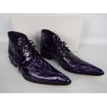 Gucinari - a pair of high gloss purple python pattern designer shoes, EU size 42, UK size 8,