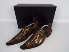 Gucinari - a pair of high gloss designer zebra shoes, UK size 6.