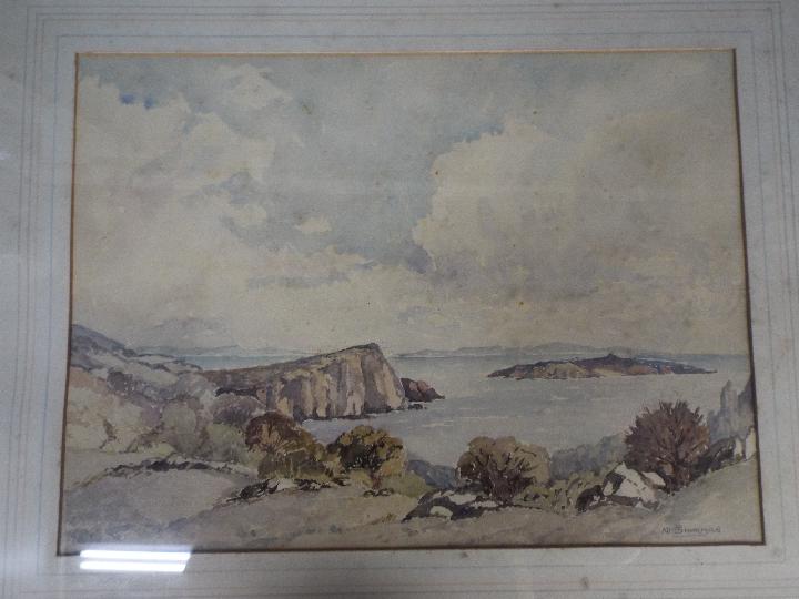 Two framed watercolour landscape scenes one signed lower right N F Sharman, the other F R Burgess, - Image 5 of 5
