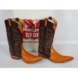 Rudel boots - a pair of western leather boots, two-tone brown, # 8177ST,