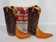 Rudel boots - a pair of western leather boots, two-tone brown, # 8177ST,