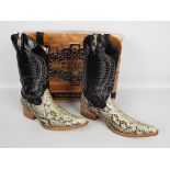 Herencia boots - a pair of leather cowboy boots, python, natural colour, Juarez, UK size 7,