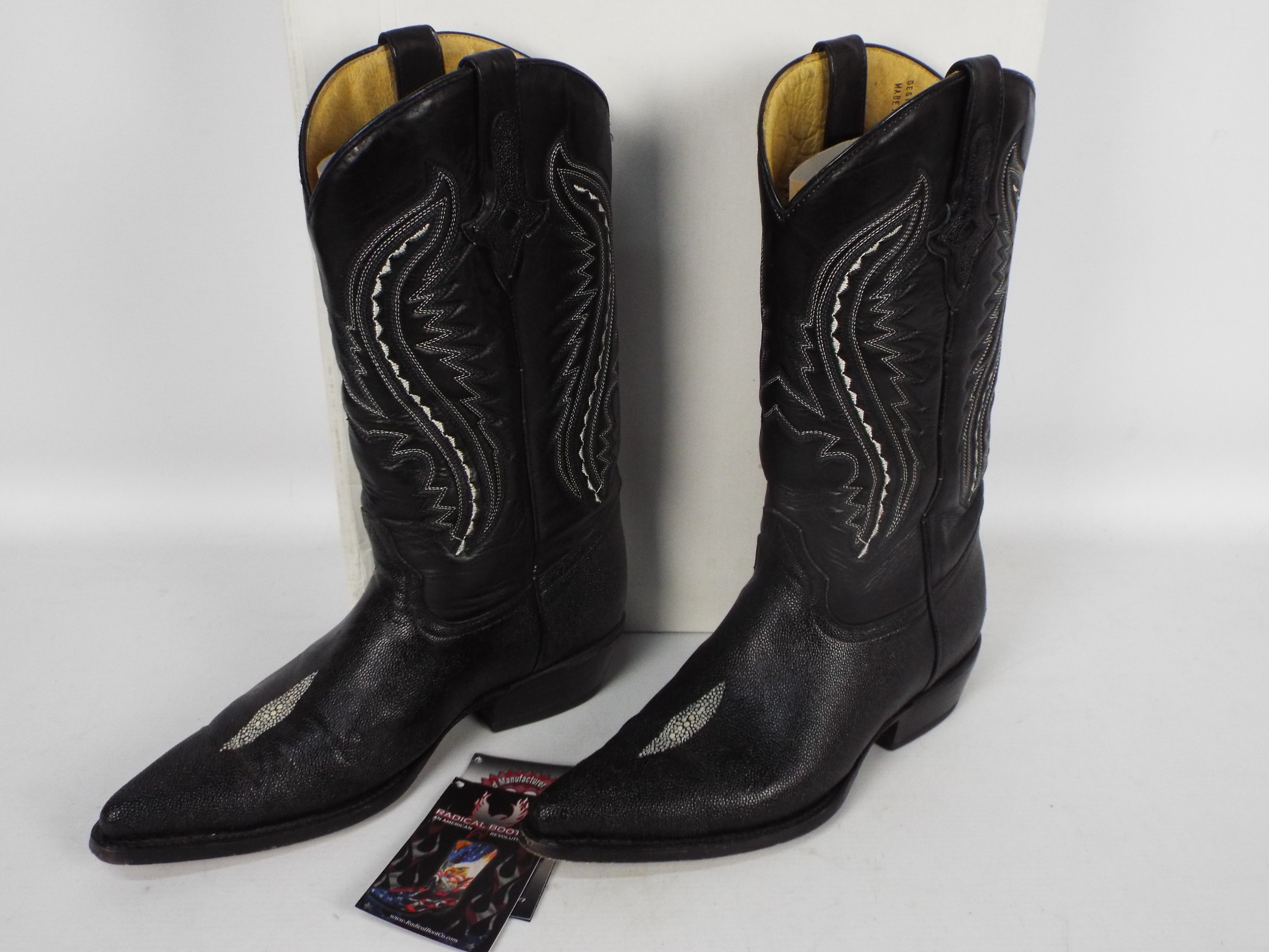 Radical Boot Co - a pair of Stingray black boots # 54W, special western boots, UK size 6, US size 7. - Image 2 of 3