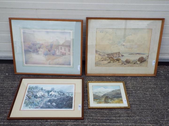 Two framed watercolour landscape scenes one signed lower right N F Sharman, the other F R Burgess,