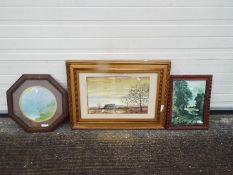 A watercolour landscape scene, signed lower left by the artist, mounted and framed under glass,