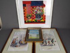 A collection of framed pictures to include two limited edition prints after Margaret Clarkson,