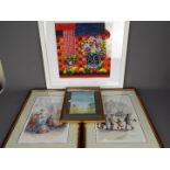 A collection of framed pictures to include two limited edition prints after Margaret Clarkson,
