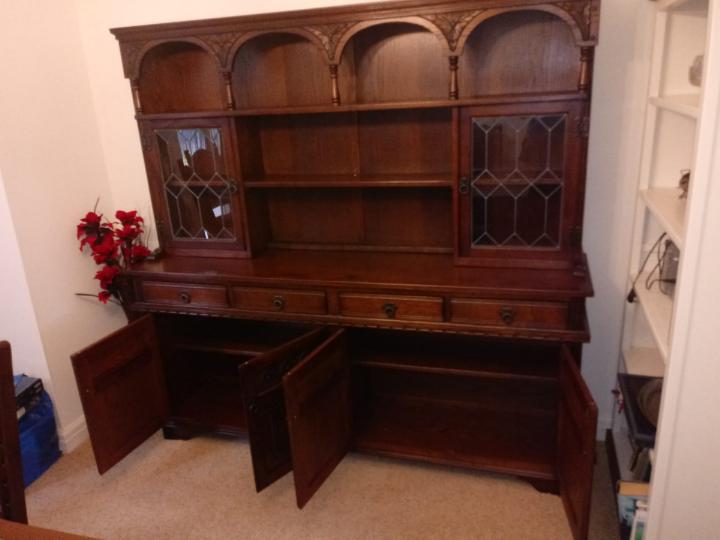 A sideboard / dresser, the lower section with four drawers over two twin door cupboards, - Image 2 of 2