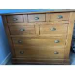 An oak chest of three over two over two