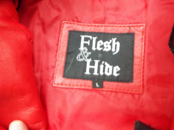 Flesh & Hide / F&H - a soft Leather jacket, black, white and red with red hood, - Image 3 of 3