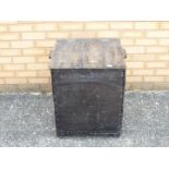 A twin handled, square section, hinge top chest measuring approximately 62 cm x 55 cm x 50 cm.