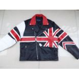 A Genuine Leather motorcycle jacket by Boutique Enland, red, white and black, Smart Range,