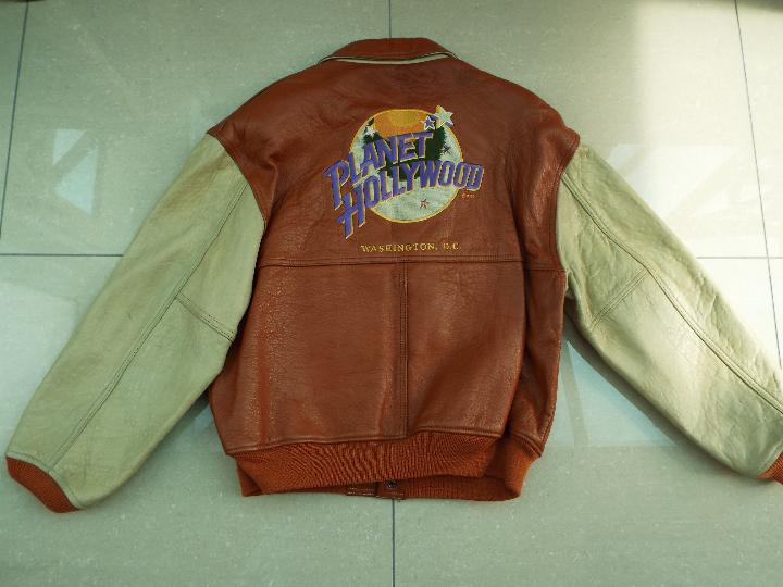 Planet Hollywood - a leather two-tone brown and beige jacket, Planet Hollywood, Washington DC, - Image 2 of 3