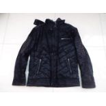 DeFacto - a black faux leather jacket with zip detachable hood and soft lining, size L,