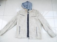 Angelo Litrico Crafted Goods - a suede leather jacket, beige, with hood, size L,