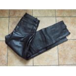 A pairs of Biker's black leather trouser