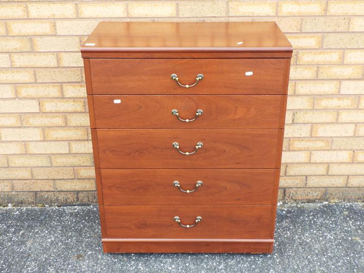 A chest of five drawers by Alstons, measuring approximately 98 cm x 76 cm x 41 cm.