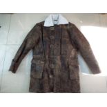 Feather Skin - a lined leather jacket, marbled brown, unused surplus retail stock,