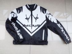 The Crow - a leather motorcycle jacket, black and white with Crow decoration,