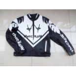 The Crow - a leather motorcycle jacket, black and white with Crow decoration,