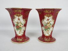A pair of Noritake vases of tapering octagonal section,