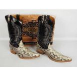 Herencia boots - a pair of leather cowboy boots, python, natural colour, Juarez, UK size 7,