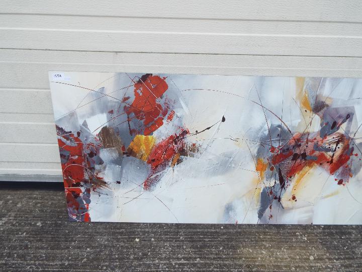 A large abstract print after Veronique Ball, approximately 52 cm x 150 cm. - Image 2 of 6