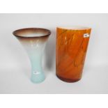 Two large art glass vases, largest approximately 40 cm.