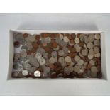 A collection of coins, predominantly UK with a small quantity of foreign.