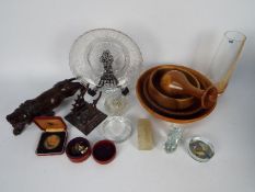 Lot to include treen, glassware and other.