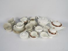 A collection of Wedgwood and Royal Doulton tea wares, patterns include Chippendale, Berkshire,