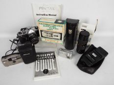 Photography - Cameras and accessories to include an Asahi Pentax Spotmatic, Pentax PC-33,