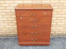 A chest of five drawers by Alstons, measuring approximately 98 cm x 76 cm x 41 cm.
