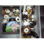 A mixed lot to include ceramics, glassware, metalware, plated ware and similar, two boxes.