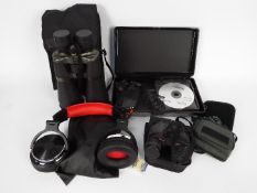 Lot to include binoculars, headphones and other.