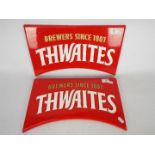 Breweriana - Two painted, cast metal, advertising signs for Thwaites, each approximately 23.