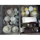 Lot comprising ceramics, table lamp, bottle of Bacardi, Selangor Pewter and similar, three boxes.