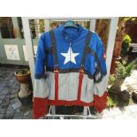 Kamboz Leather - a leather motorcycle jacket, red, white, blue and black,