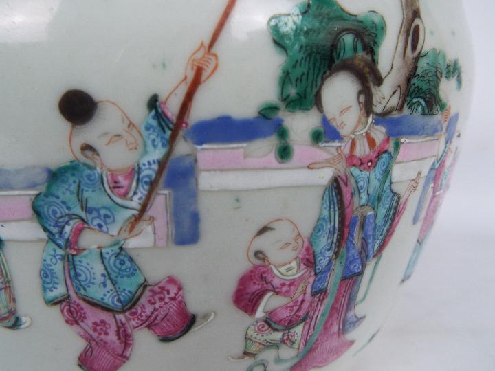 A Chinese famille rose bowl and cover, decorated with figures in a garden setting, - Image 6 of 30