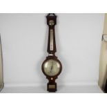 A 19th century mahogany-cased mercury banjo barometer, hygrometer and mercury thermometer,