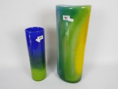 Two art glass vases, largest approximately 45 cm (h).