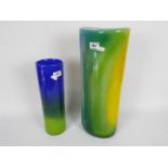 Two art glass vases, largest approximately 45 cm (h).