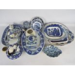 A collection of blue and white ceramics to include Masons, Delft and similar.