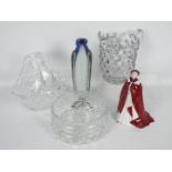 Lot to include a Murano glass penguin vase, cut glass bowl and similar,