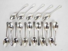 Seventeen silver coffee spoons, all Birmingham assay, various date marks,