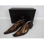 Gucinari - a pair of high gloss designer zebra shoes, UK size 6.